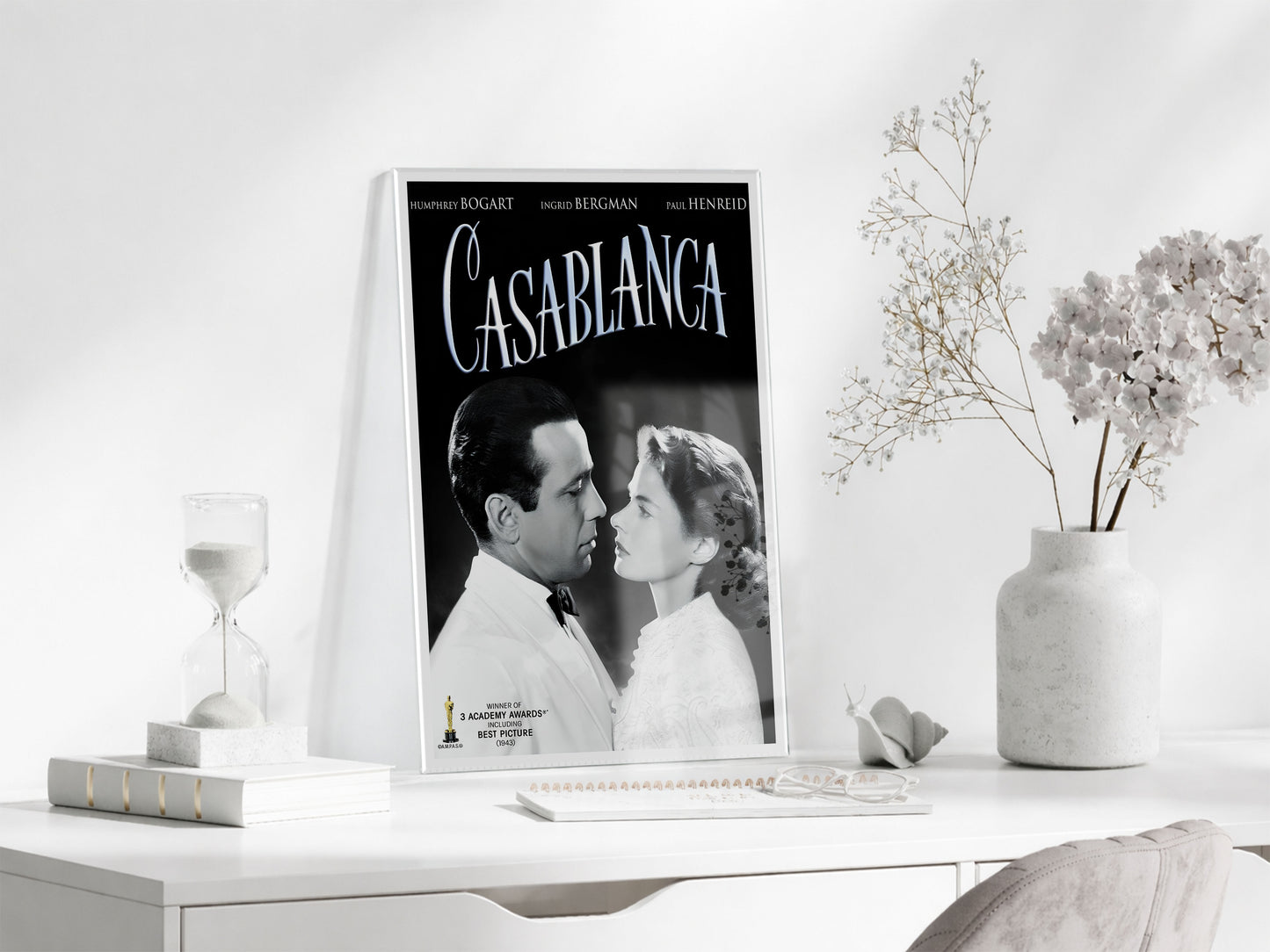 Casablanca Film Posteri Cam Tablo | Vintage Sinema Afişi UV Baskılı Temperli Cam - Peony145