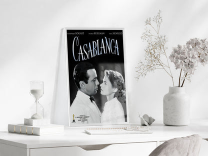 Casablanca Film Posteri Cam Tablo | Vintage Sinema Afişi UV Baskılı Temperli Cam - Peony145