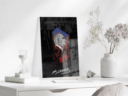 Mustafa Kemal Atatürk – “Hayatta En Hakiki Mürşit İlimdir” Cam Tablo -PeonyAta077