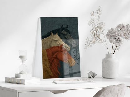 “Üç Ruh, Tek Yön” – Asaletin Atları Cam Tablo  - Peony070