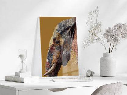 Bohem Stil Fil İllüstrasyonu – Hardal Fonlu Dekoratif Tabl - Peony118