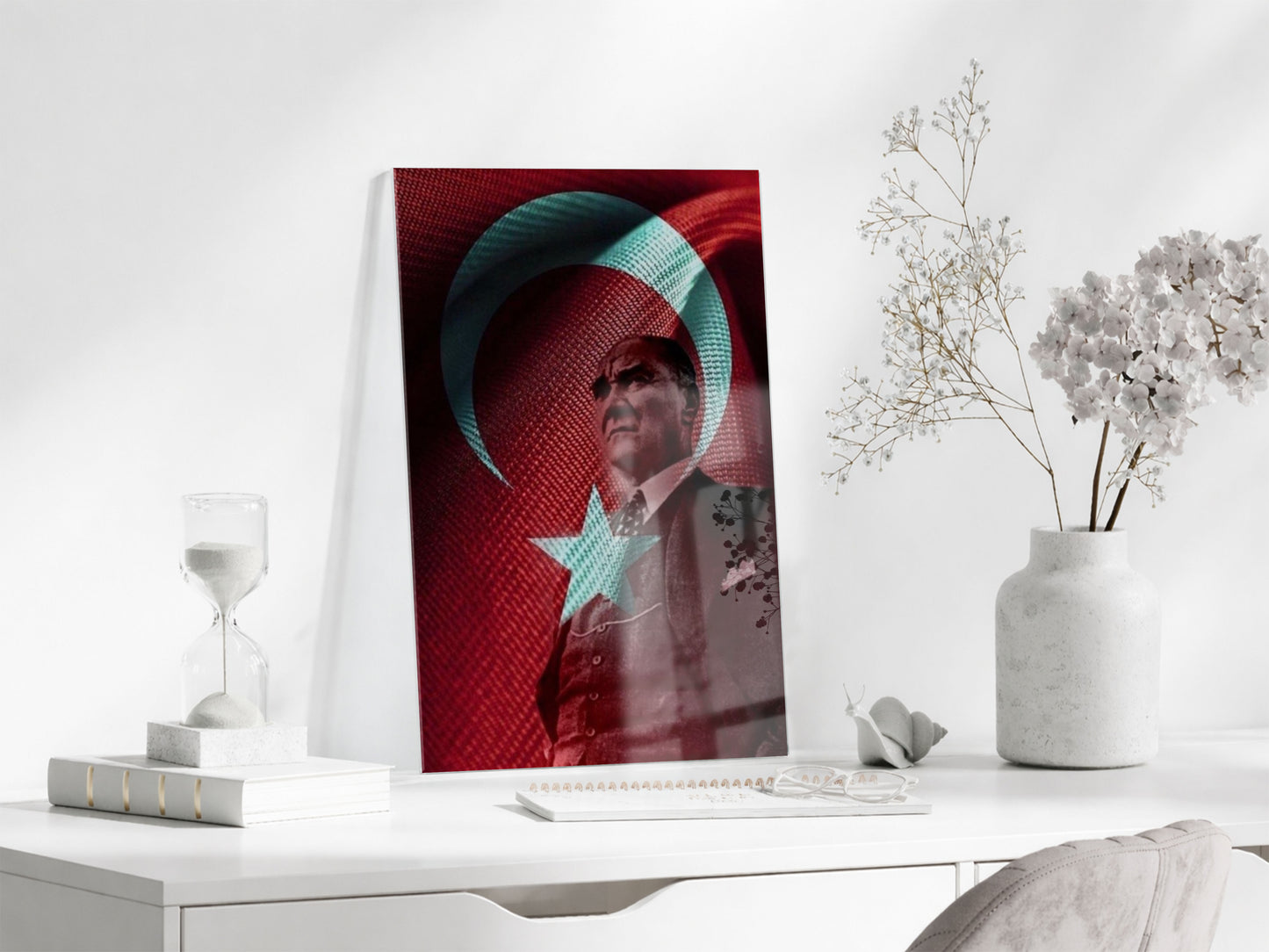 Mustafa Kemal Atatürk  | Modern Cam Tablo-PeonyAta104