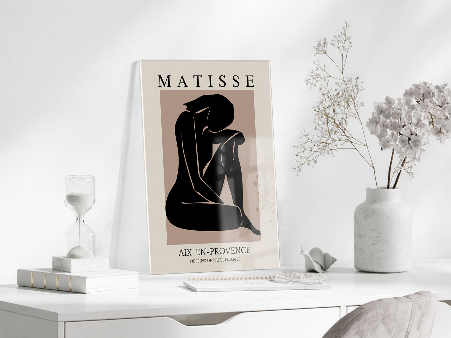 Matisse Minimal Kadın Silüeti Cam Tablo | Modern Soyut Sanat UV Baskılı Temperli Cam Duvar Dekoru - Peony159