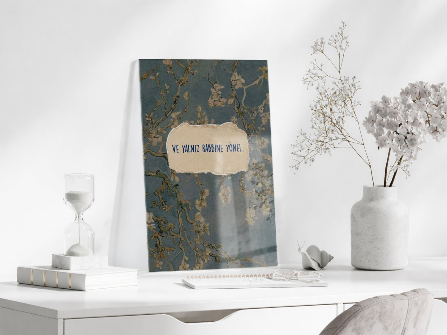 Ve Yalnız Rabbine Yönel Yazılı Cam Tablo - PeonyDini155
