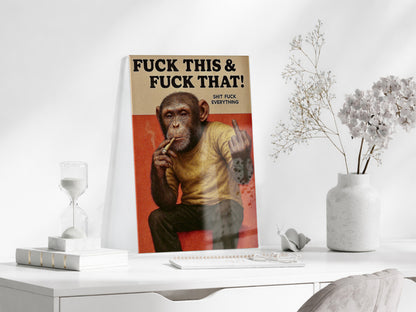 Underground Tarz Maymun Cam Tablo – Genç Odası ve Bar Dekoru - Peony093