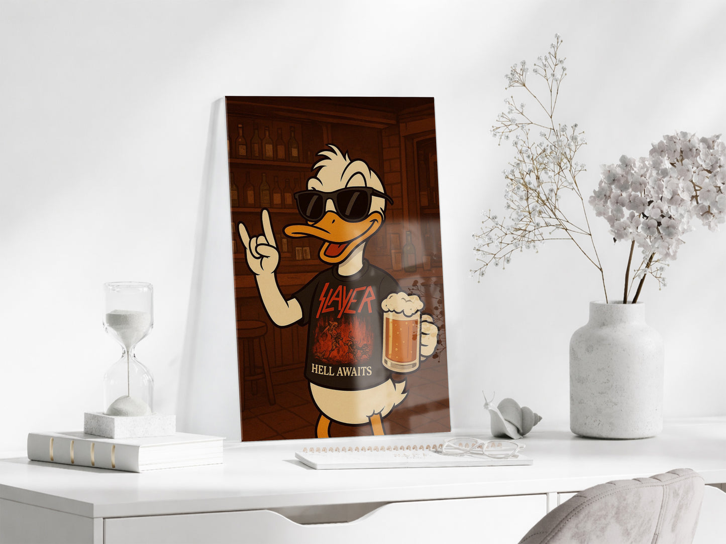 Daffy Duck Metal Müzik Temalı Duvar Dekorasyonu – Bar Konseptli Tasarım - Peony110