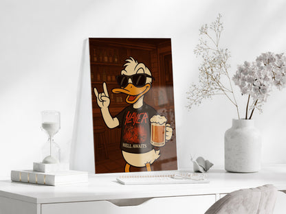 Daffy Duck Metal Müzik Temalı Duvar Dekorasyonu – Bar Konseptli Tasarım - Peony110
