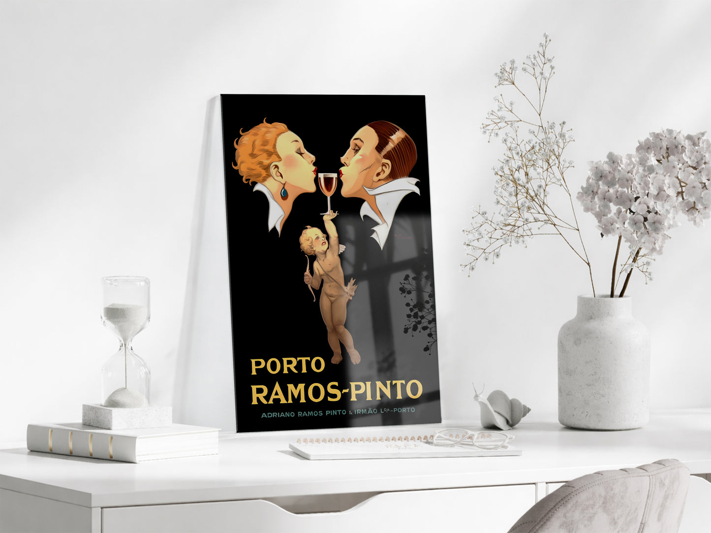 Ramos Pinto Vintage Cam Tablo | Art Deco Şarap Posteri UV Baskılı Temperli Cam Duvar Dekoru - Peony154