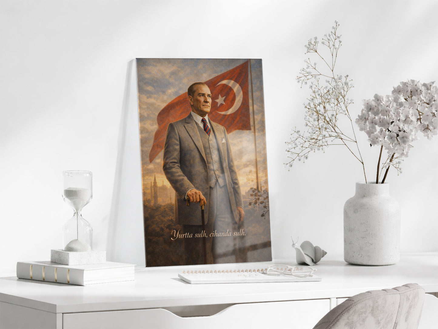 Mustafa Kemal Atatürk Cam Tablo - PeonyAta004