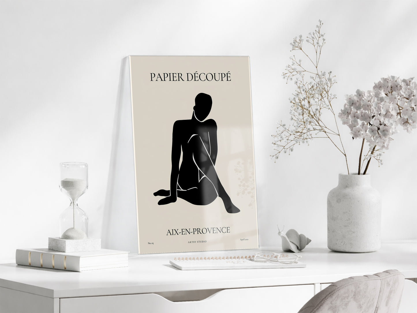 Papier Découpé Minimal Kadın Silüeti Cam Tablo | Modern Soyut Sanat UV Baskılı Temperli Cam Duvar Dekoru - Peony156