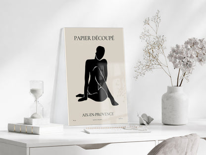 Papier Découpé Minimal Kadın Silüeti Cam Tablo | Modern Soyut Sanat UV Baskılı Temperli Cam Duvar Dekoru - Peony156
