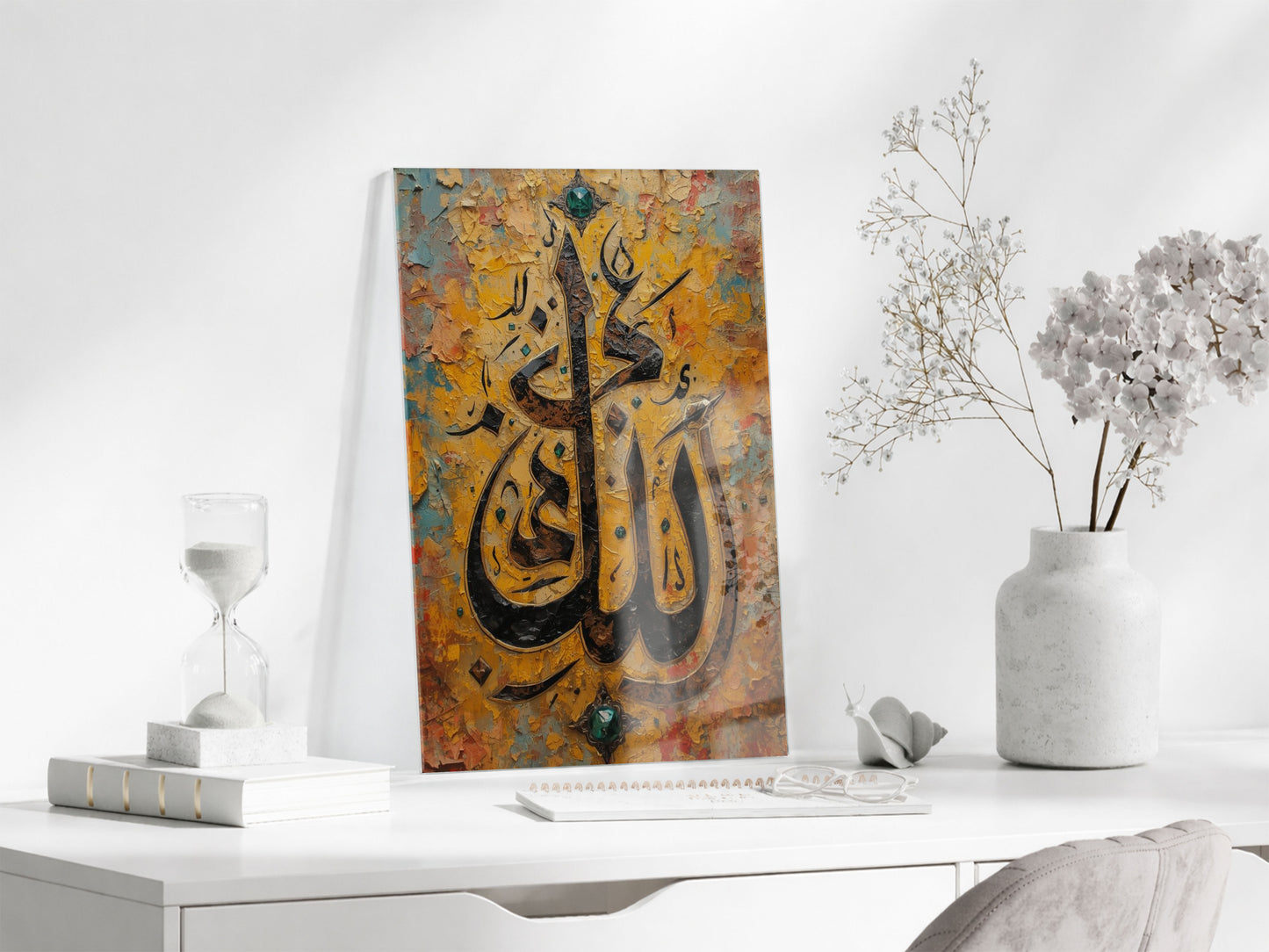 3D Efektli Allah Yazısı Tablo – Otantik ve Estetik İslami Dekor - PeonyDini207