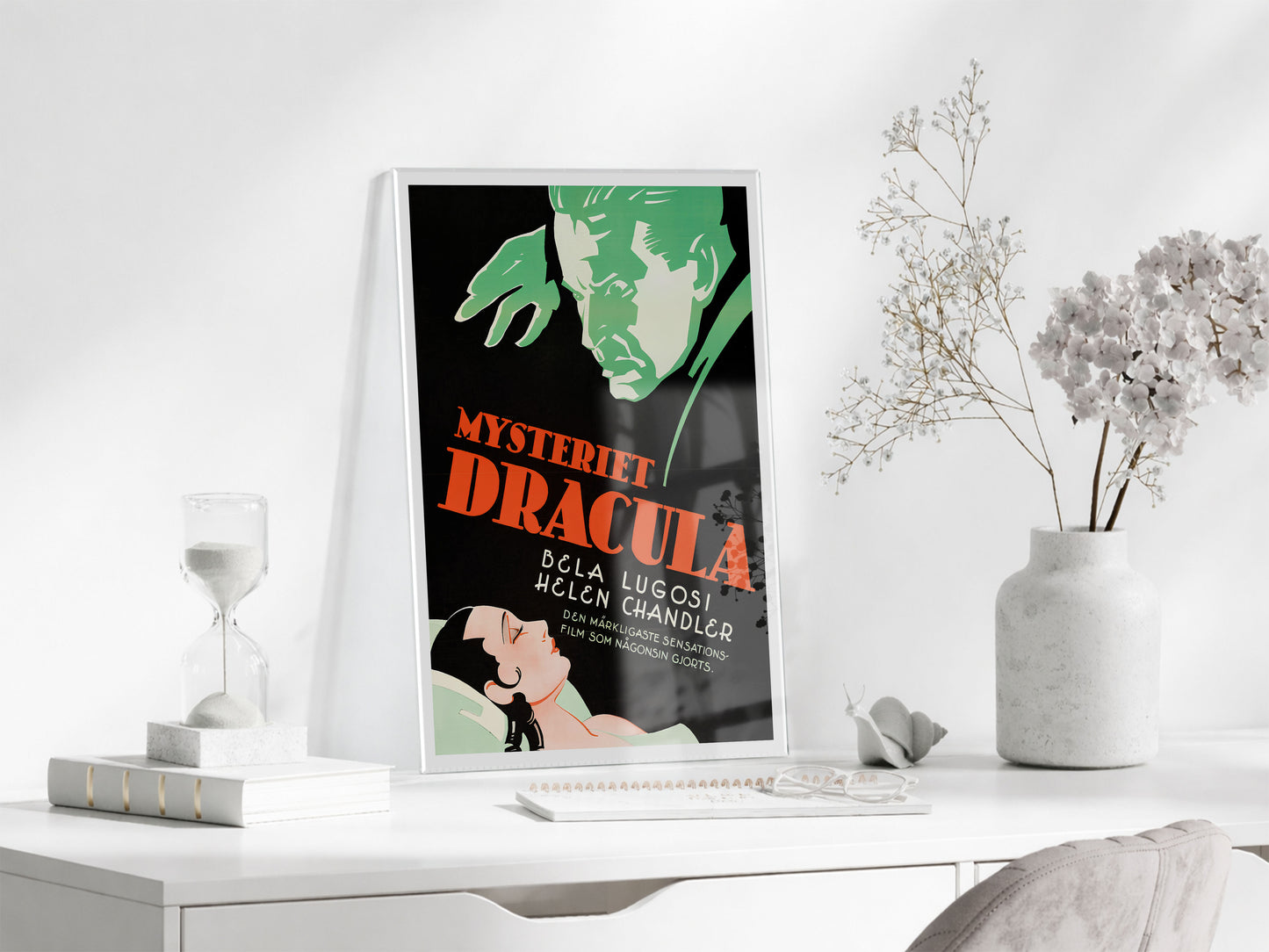 Vintage Dracula Cam Tablo | Retro Gotik Poster UV Baskılı Temperli Cam - Peony149