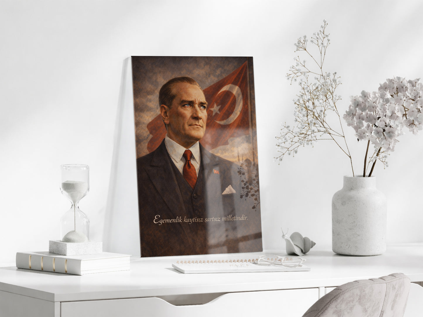 Mustafa Kemal Atatürk Cam Tablo- PeonyAta006