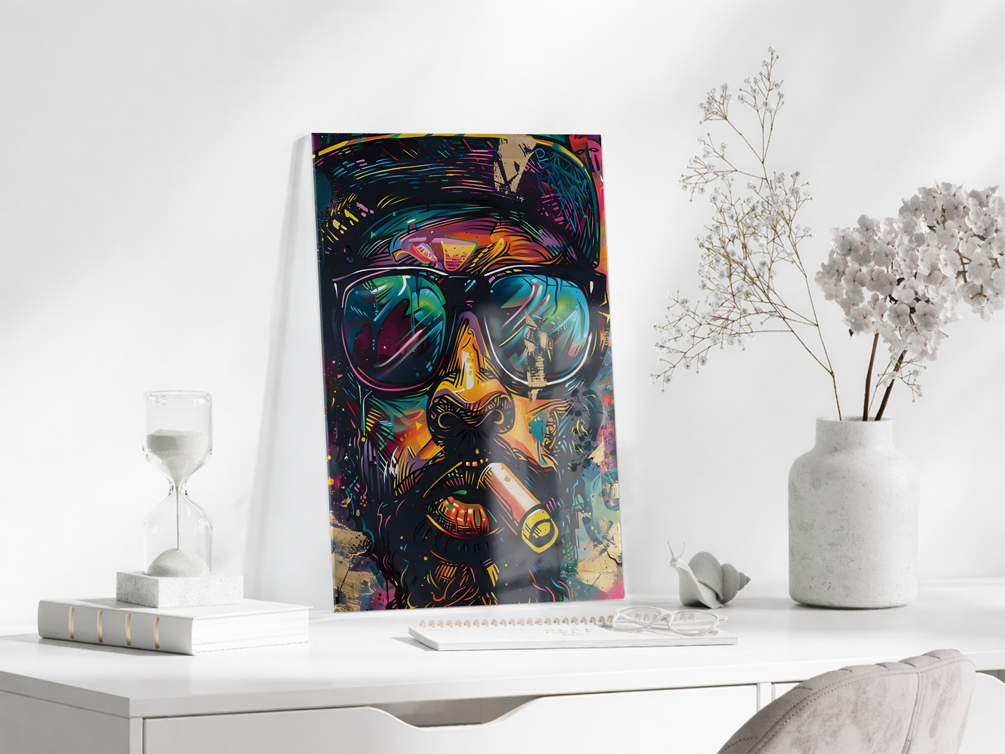 Pop Art Stilinde Renkli Maymun Portresi Cam Tablo – Modern, Cesur ve Dekoratif Duvar Sanatı - Peony029