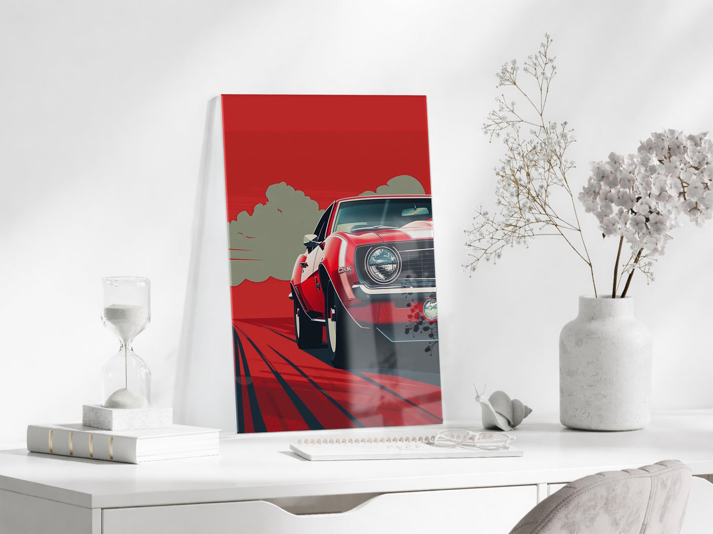 Klasik Amerikan Otomobili – Minimalist Pop Art  Cam Tablo- Peony140