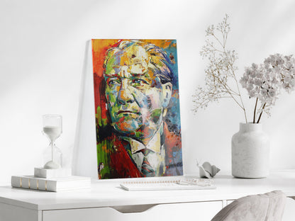 Sanatsal Mustafa Kemal Atatürk Portre Cam Tablo | Premium UV Baskılı Temperli Cam -PeonyAta1328