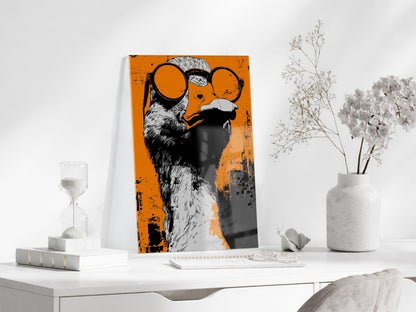 Street Art Tarzı Ördek Cam Tablo – Genç Odası ve Ofis Dekoru - Peony098