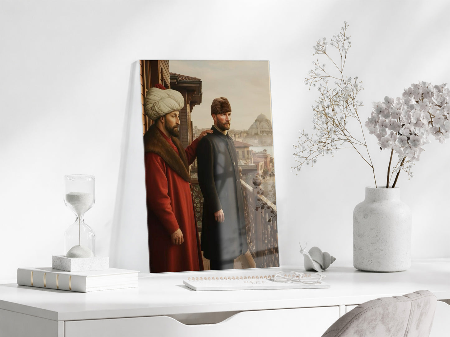 Atatürk Osmanlı’dan Cumhuriyet’e Cam Tablo – Tarihsel Geçiş ve Liderlik Temalı Cam Duvar Tablosu -PeonyAta064