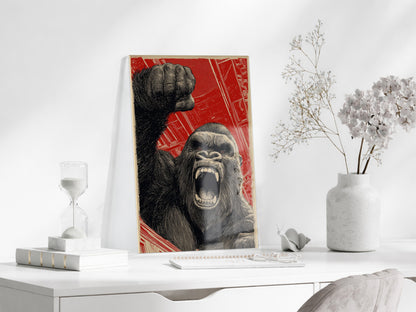 King Kong Cam Duvar Tablosu – Öfkeli Maymun Retro Tasarım- Peony132