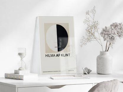 Hilma af Klint Minimal Soyut Cam Tablo | Geometrik Siyah Beyaz Modern UV Baskılı Temperli Cam Tablo - Peony165