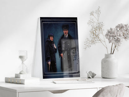 Atatürk ve Latife Hanım Cam Tablo – Cumhuriyet Dönemini Yansıtan Prestijli 4 mm Temperli Cam Duvar Dekoru -PeonyAta1004