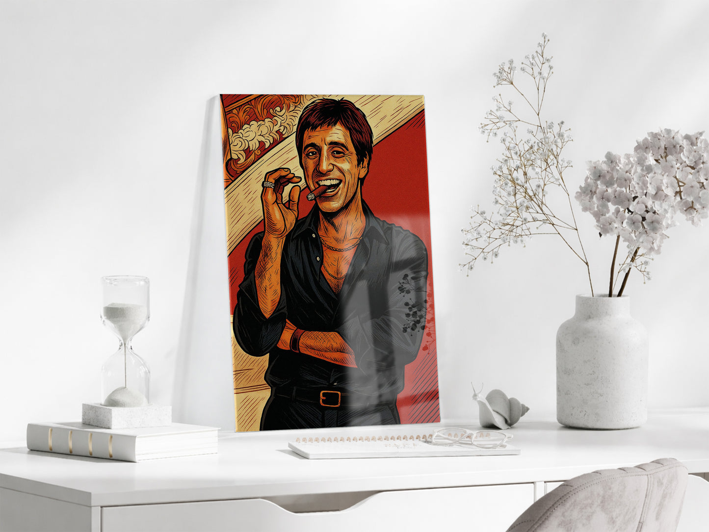 Tony Montana Cigar Art – Gangster Film Temalı Cam Tablo - Peony112