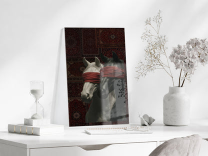 “Kontrol Altındaki Güç” – Sanatsal At Figürlü Dekoratif Cam Tablo - Peony060