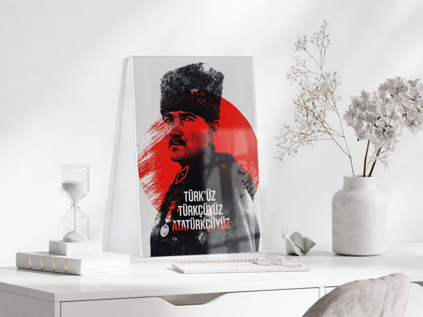 Mustafa Kemal Atatürk  | Modern Cam Tablo-PeonyAta107