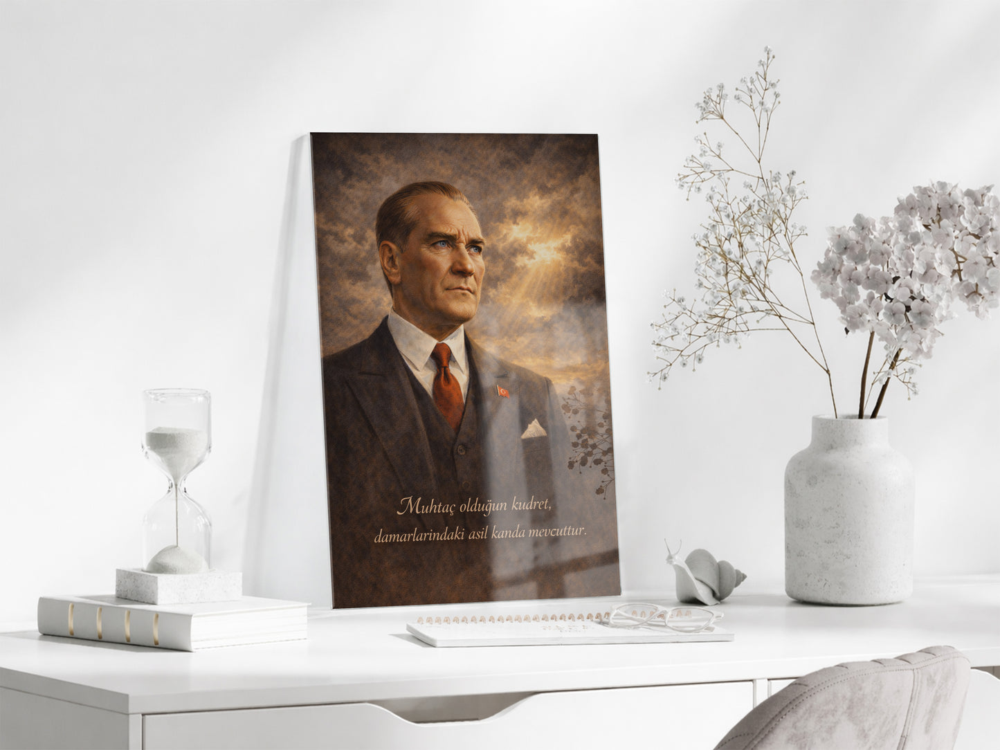 Mustafa Kemal Atatürk Cam Tablo- PeonyAta008