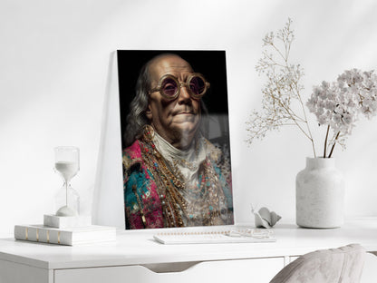 Barok Tarzı Modern Portre Cam Tablo – Altın Detaylı Sanatsal Duvar Tablosu - Peony089