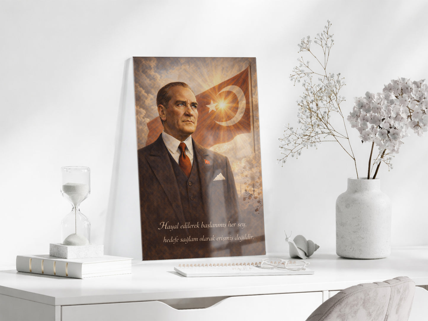 Mustafa Kemal Atatürk Cam Tablo - PeonyAta015