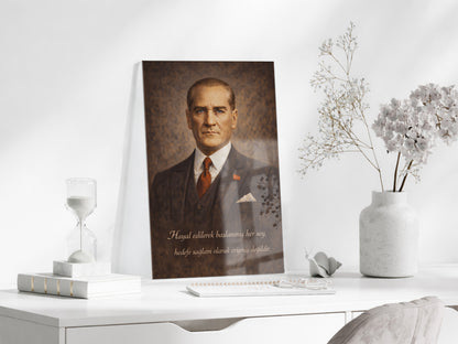 Mustafa Kemal Atatürk Cam Tablo - PeonyAta014