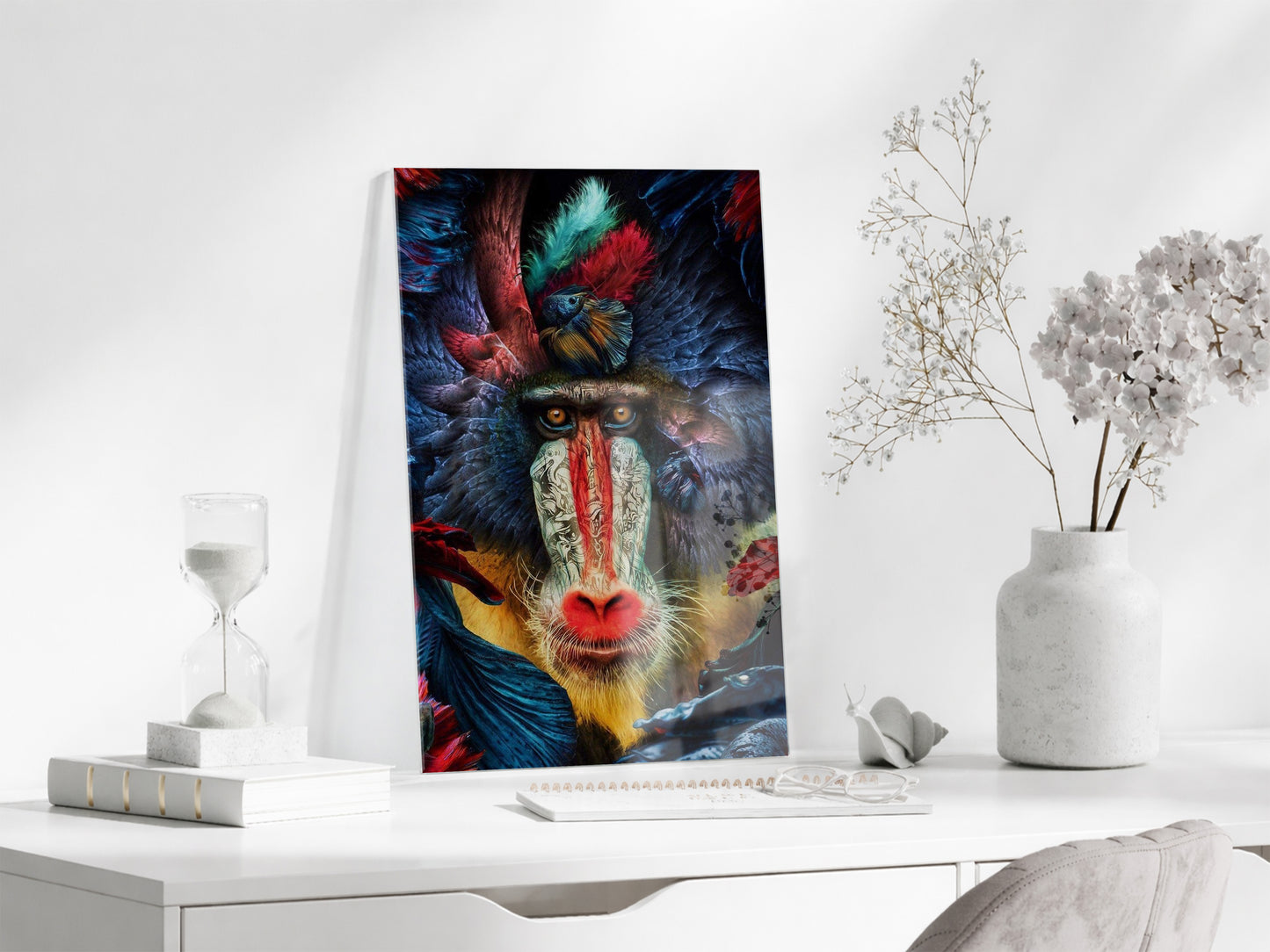 Etnik Desenli Maymun Portresi – Modern Dekoratif Tablo - Peony122