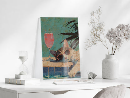 Cool Kedi İllüstrasyonu – Genç Odası ve Salon Dekoru - Peony125