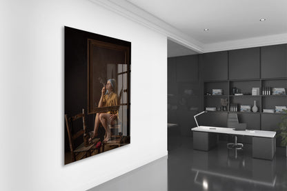 “Bir Nefeslik Düş” – Retro Atmosferli Sanatsal Cam Tablo - Peony067