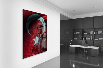 Mustafa Kemal Atatürk  | Modern Cam Tablo-PeonyAta104