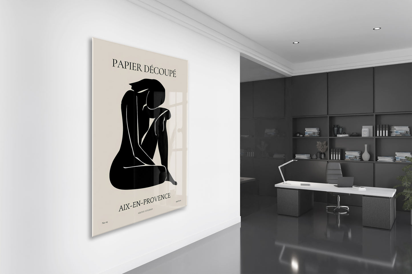 Matisse Minimal Kadın Silüeti Cam Tablo | Modern Soyut Sanat UV Baskılı Temperli Cam Duvar Dekoru - Peony159