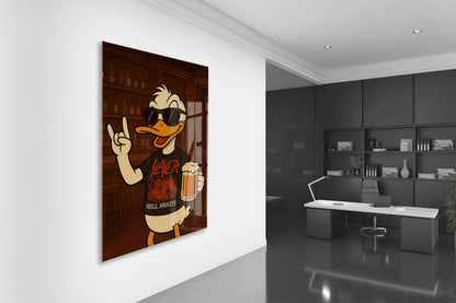 Daffy Duck Metal Müzik Temalı Duvar Dekorasyonu – Bar Konseptli Tasarım - Peony110