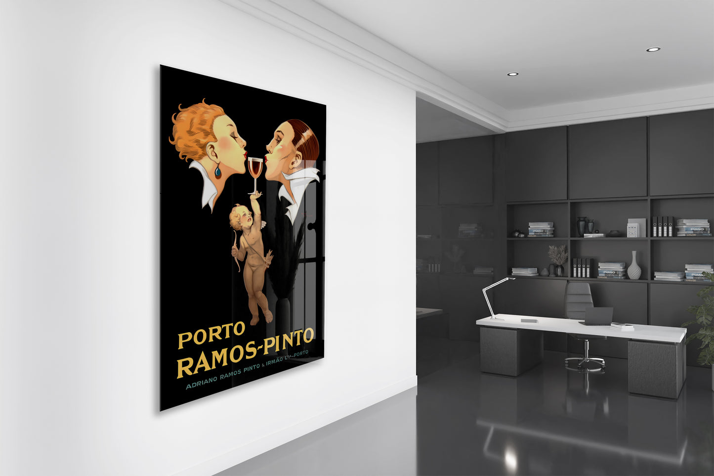 Ramos Pinto Vintage Cam Tablo | Art Deco Şarap Posteri UV Baskılı Temperli Cam Duvar Dekoru - Peony154