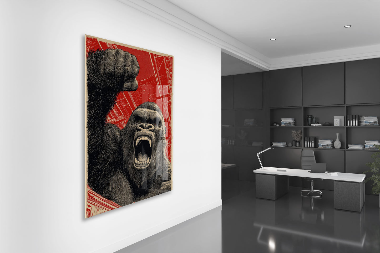 King Kong Cam Duvar Tablosu – Öfkeli Maymun Retro Tasarım- Peony132