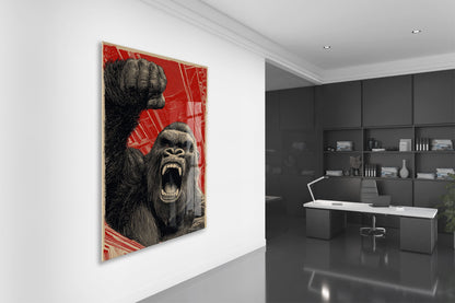 King Kong Cam Duvar Tablosu – Öfkeli Maymun Retro Tasarım- Peony132