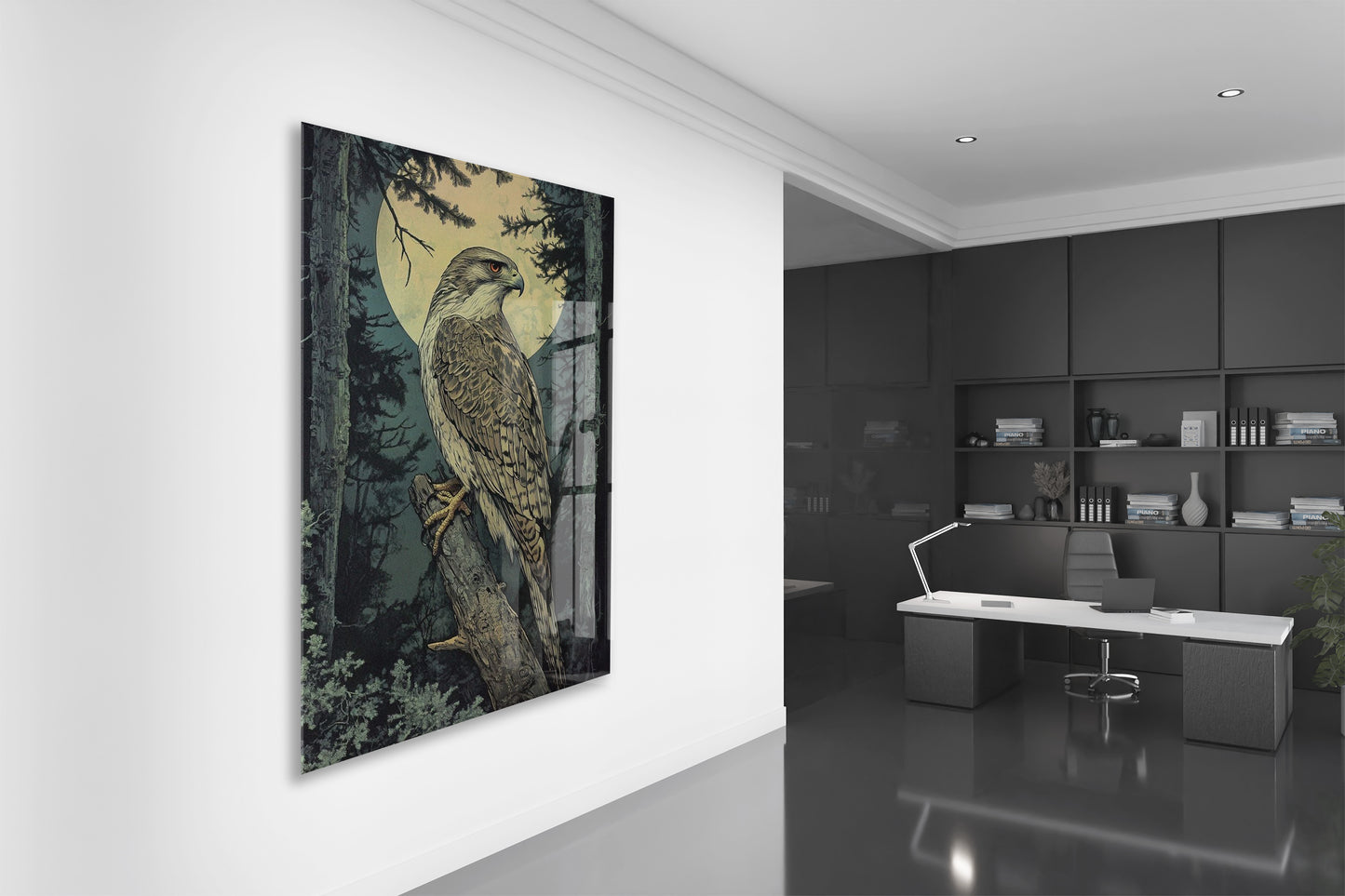 Gece Ormanında Yırtıcı Kuş Poster – Doğa ve Vahşi Yaşam Dekoru - Peony114