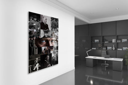 Atatürk Fotoğraf Kolajı Cam Tablo – Cumhuriyetin Kurucusu Temalı Özel Cam Duvar Tablosu -PeonyAta067