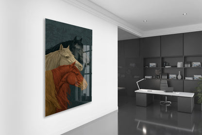 “Üç Ruh, Tek Yön” – Asaletin Atları Cam Tablo  - Peony070