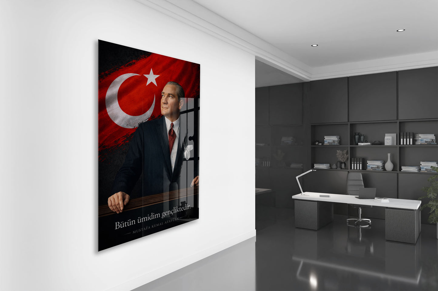 Mustafa Kemal Atatürk  | Modern Cam Tablo-PeonyAta088