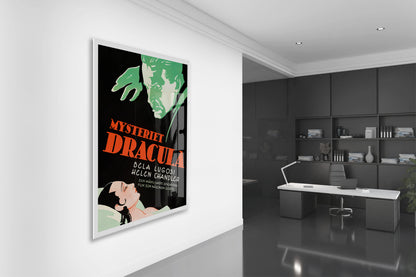 Vintage Dracula Cam Tablo | Retro Gotik Poster UV Baskılı Temperli Cam - Peony149