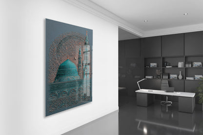 Mescid-i Nebevî ve Salavat Hat Sanatı | Manevî Medine Cam Tablo - PeonyDini120