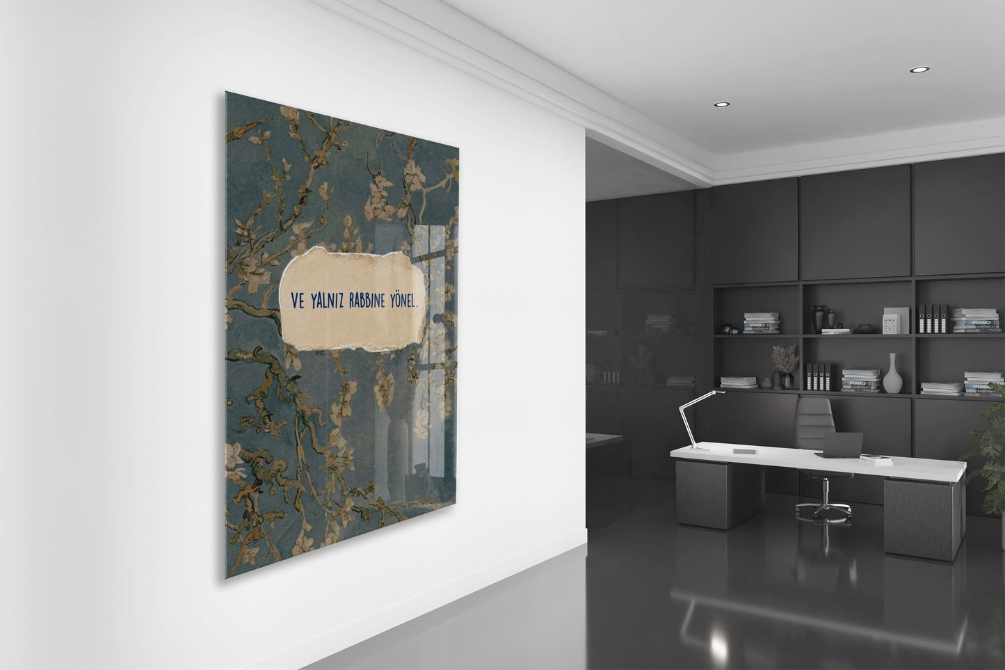 Ve Yalnız Rabbine Yönel Yazılı Cam Tablo - PeonyDini155