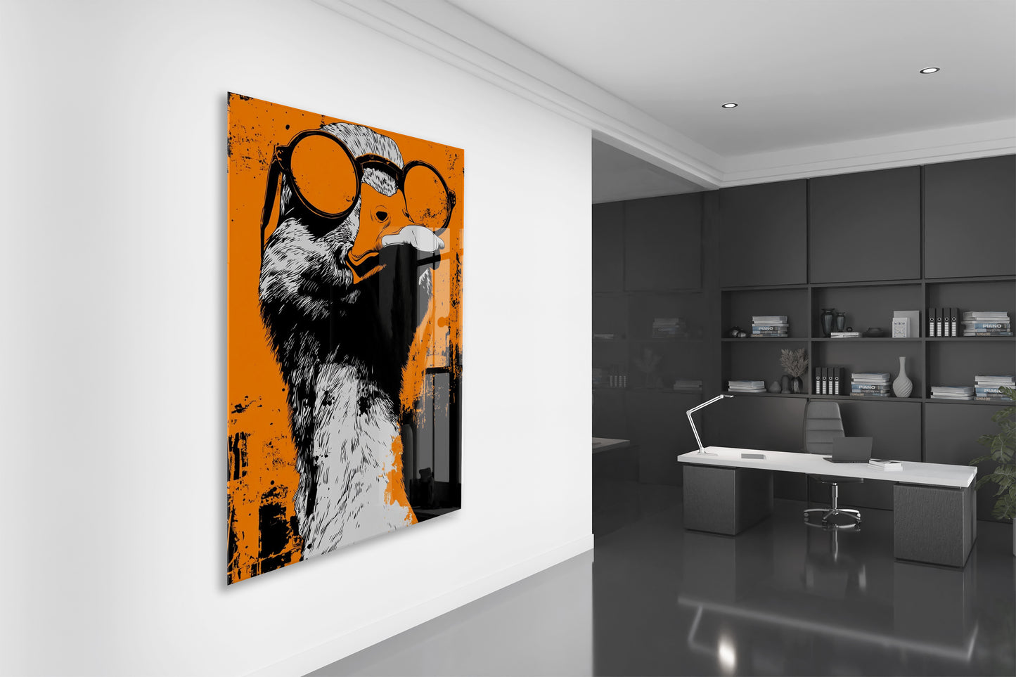 Street Art Tarzı Ördek Cam Tablo – Genç Odası ve Ofis Dekoru - Peony098